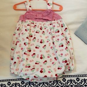 Red Beans cherry print bubble, size 18 months